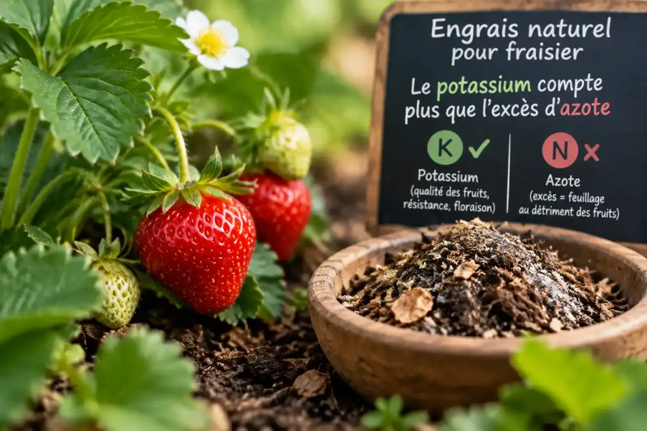 Engrais naturel pour fraisier : le potassium compte plus que l’excès d’azote