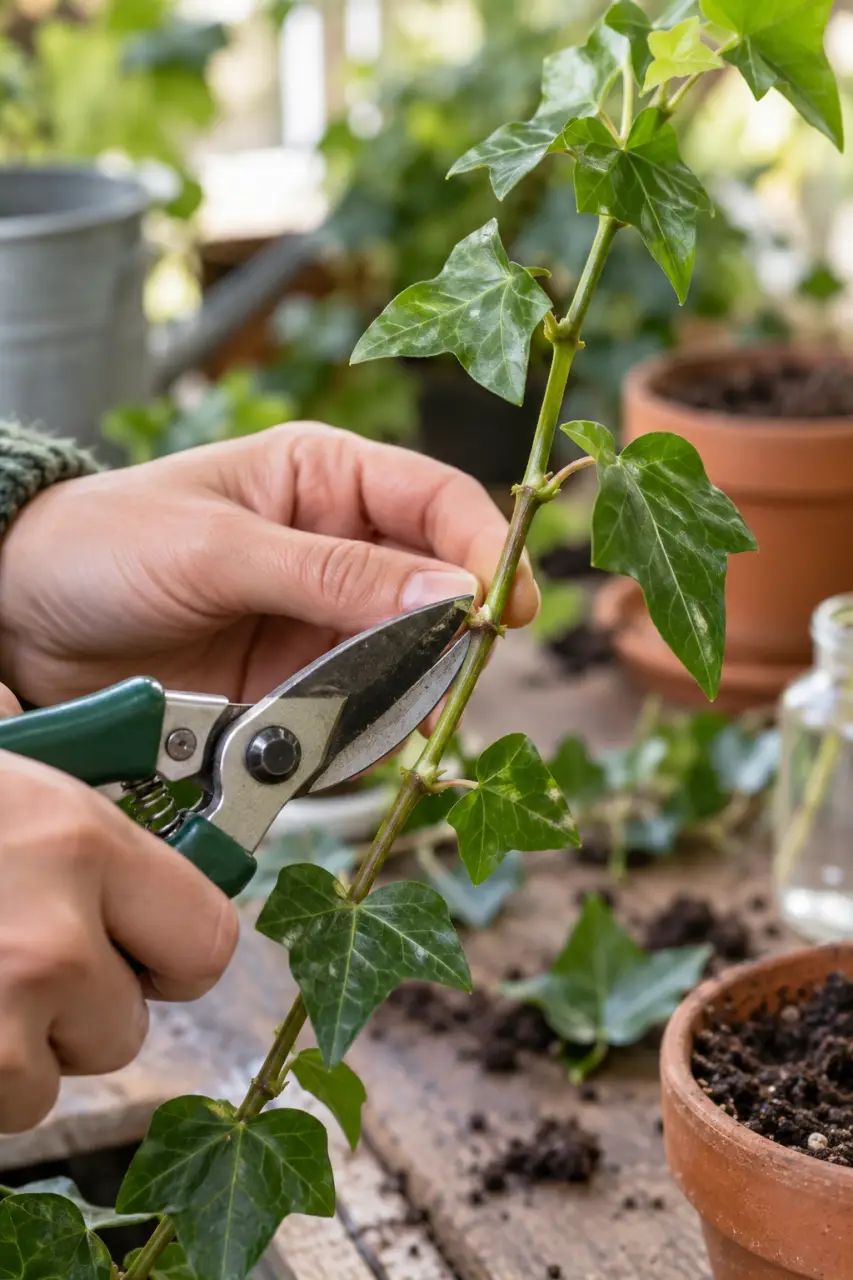 Bouturage du lierre : coupez sous un nœud pour favoriser l’enracinement