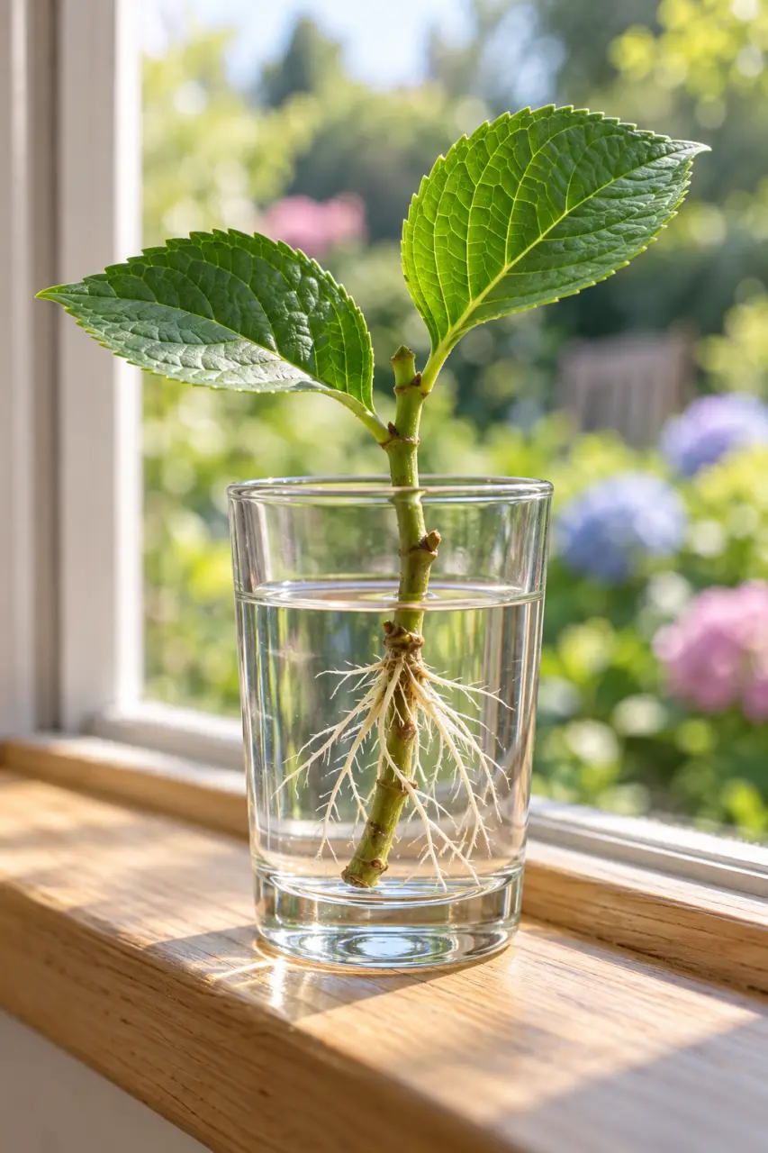 Bouturer un hortensia dans l’eau : simple à observer, plus délicat à repiquer