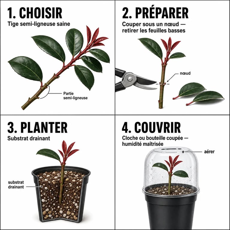 Bouturer photinia en 4 étapes, de la coupe à la mise en pot