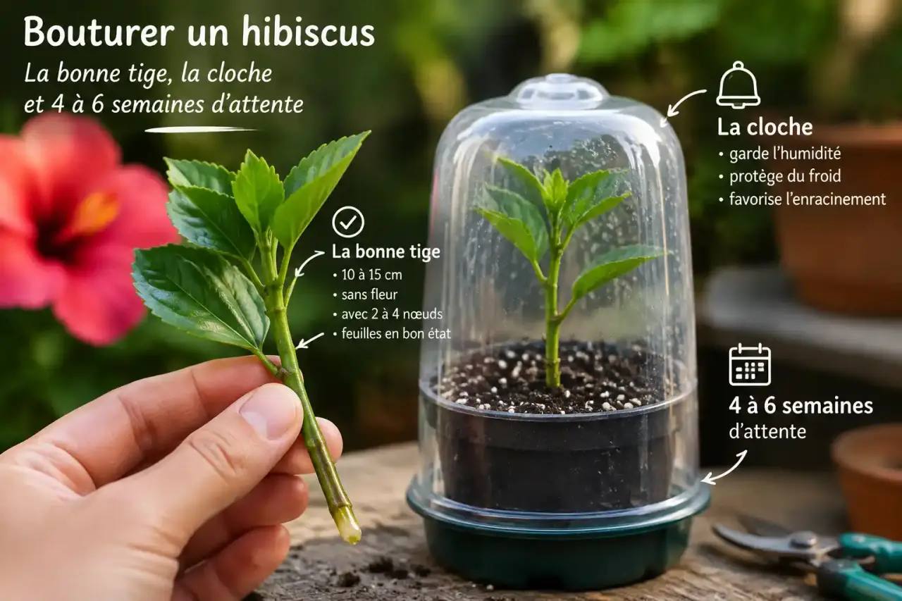 Bouturer un hibiscus : la bonne tige, la cloche et 4 à 6 semaines d’attente