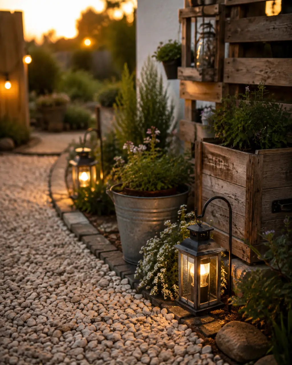 Idée déco jardin extérieur pas cher : graviers, lanternes et récup pour éviter l'effet bazar