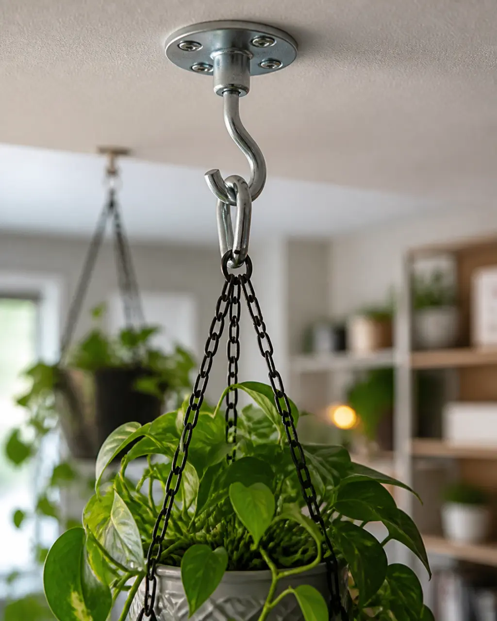 Suspendre des plantes au plafond sans mauvaise surprise : crochet, poids et support