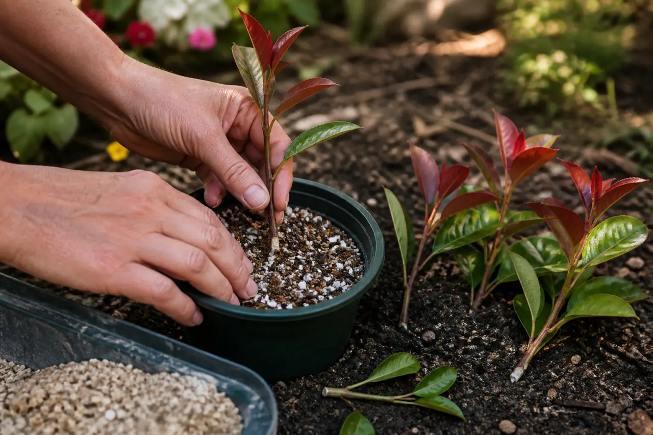 Bouturer un photinia en fin d’été : la méthode en terre, le substrat drainant et les erreurs à éviter