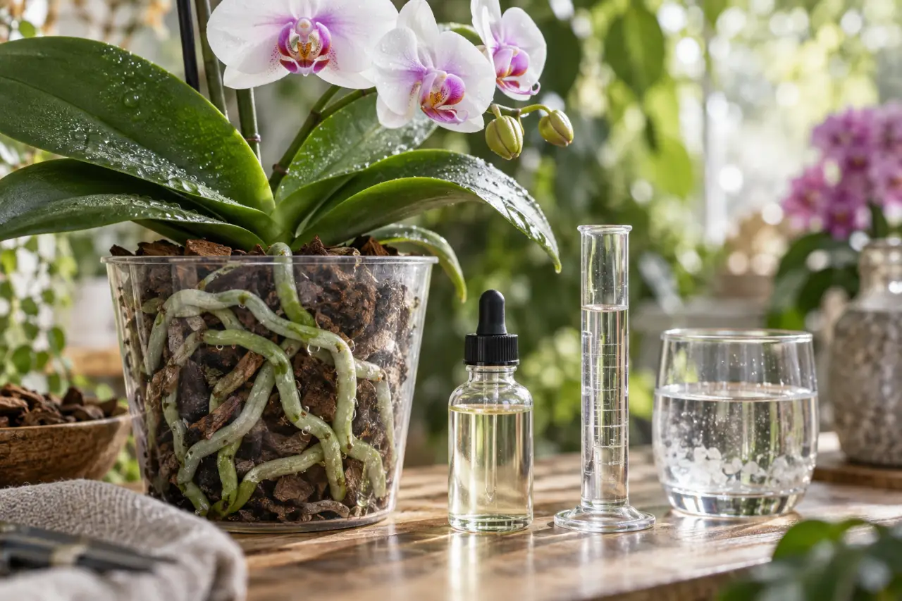 Le bon engrais pour orchidée : NPK, eau calcaire et racines protégées