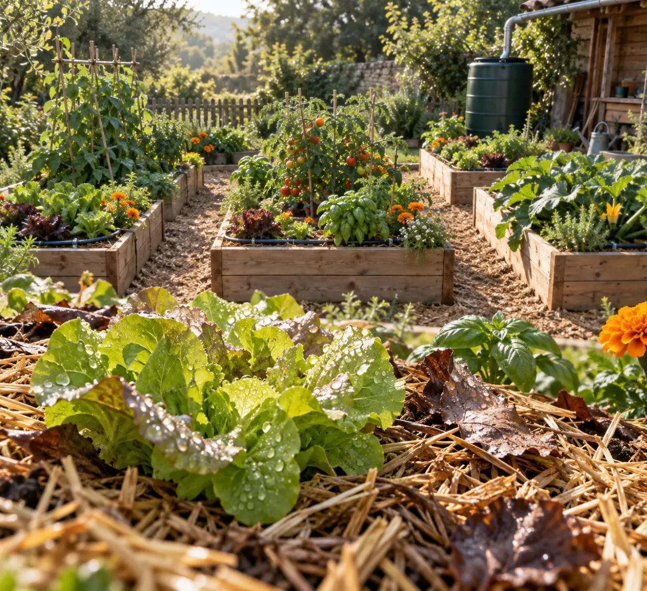 50 m², 6 planches et moins d’arrosage : un plan de potager en permaculture facile à suivre