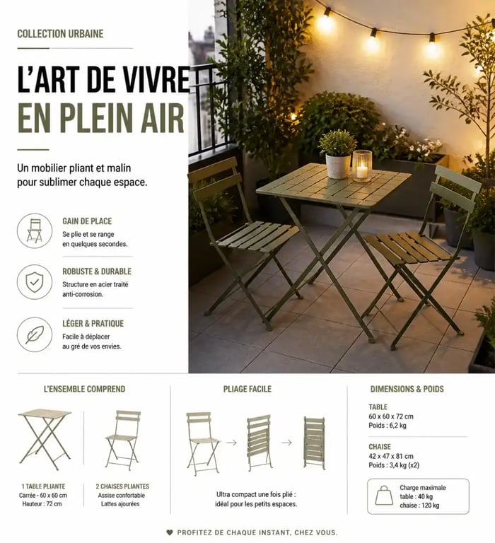 Mobilier modulable et éclairage pour optimiser un petit jardin de 10m2